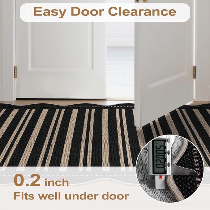 Striped Easy Jute Runner Rug, 2x6 Kitchen Rug Non Slip Washable Outdoor Runner - Image 6