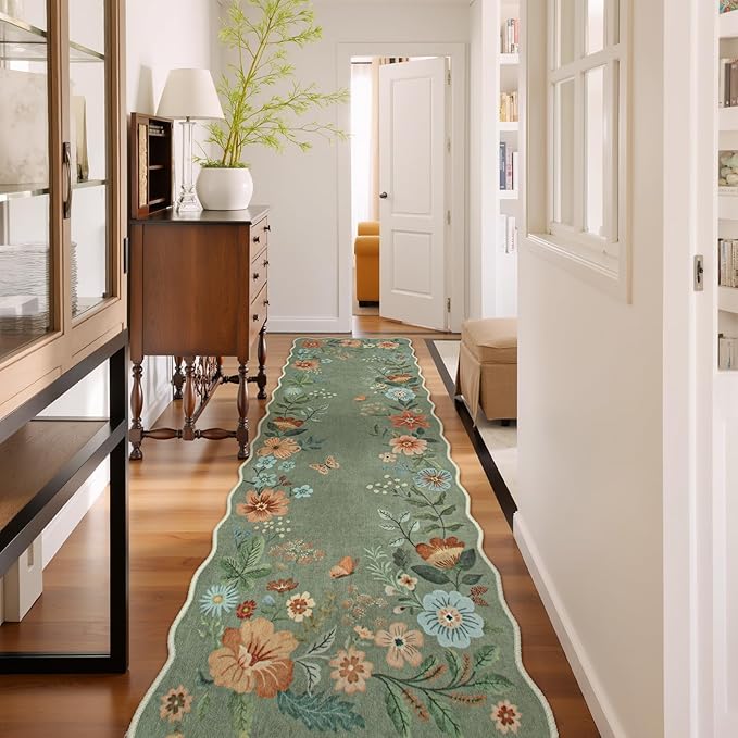 Lahome Floral Hallway Runner Rug Non Slip, Distressed Carpet by Lahome