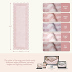 Pink Runner Rug 2.6x8 Kitchen Hallway Scalloped Rugs, Non Skid Stain-Resistant - Image 2