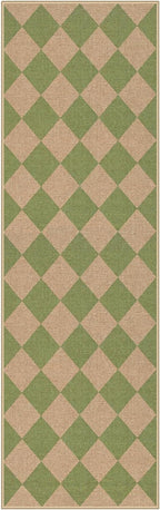 Lahome Colette Checkered Green Runner Rug, 2x8 Carpet Runners - Image 9