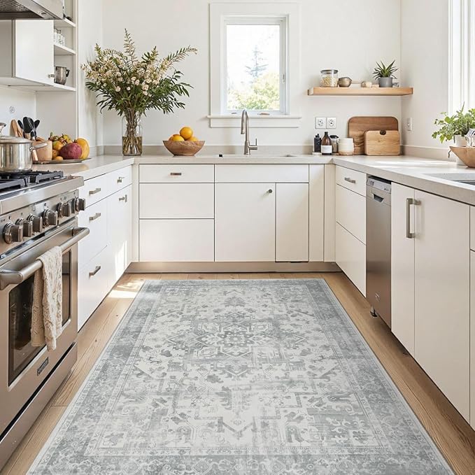 Rugxara Washable Area Rug for Living Room, Neutral Vintage Boho Rugs for Office - Image 4