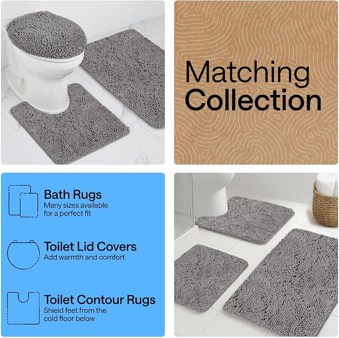 GORILLA GRIP Bath Rug Mat 60x24, Thick Soft Absorbent Chenille, Quick Dry - Image 8