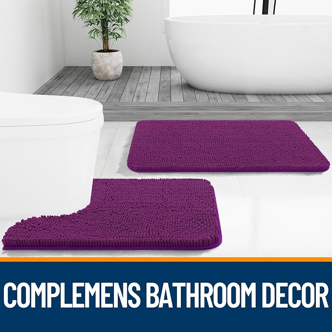 OLANLY Bathroom Rugs 32x20, Extra Soft Absorbent Chenille Bath Rugs, Rubber - Image 7