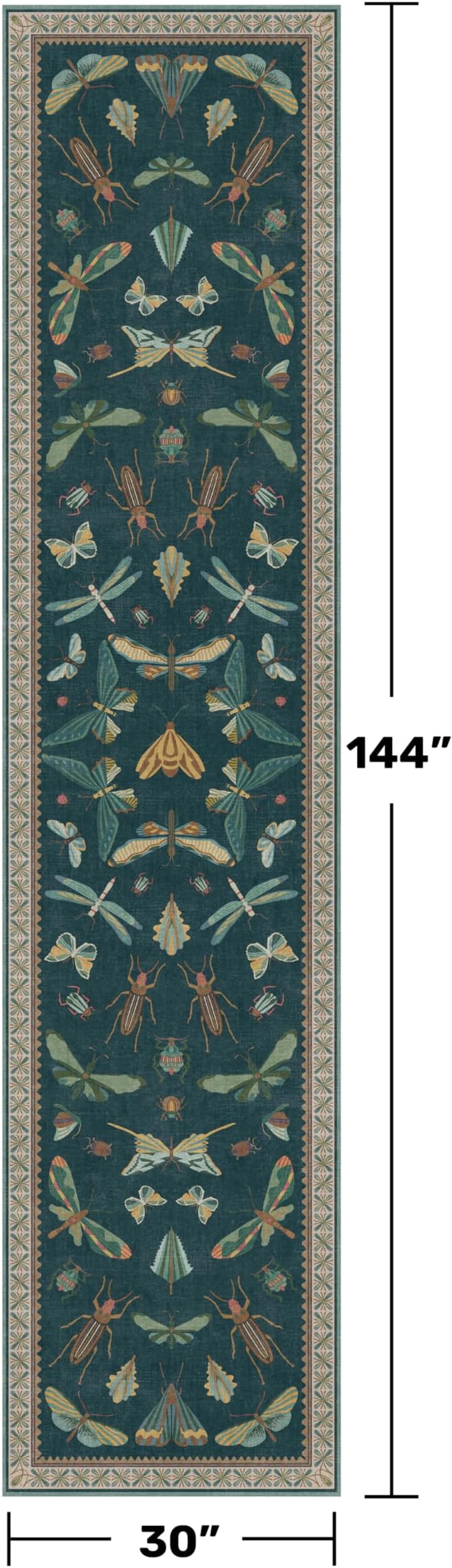 Hazo Haus Washable Runner Rug for Hallway 2'6"x12', Foldable Insect Print Décor - Image 2