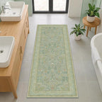 Washable Bathroom Runner Rug 2x5 Non Slip, Sage Green Small Throw Rug by Evyhood