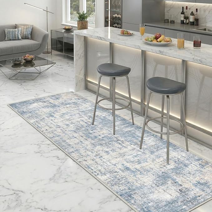 2x6 Rug for Entryway Hallway-No Slip Soft Carpets Modern Abstract Coastal - Image 4