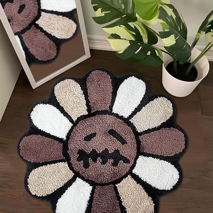 Trippy Happy Face Rug Cool Rugs Tufted Quick Dry Bath Mats by Shovagy