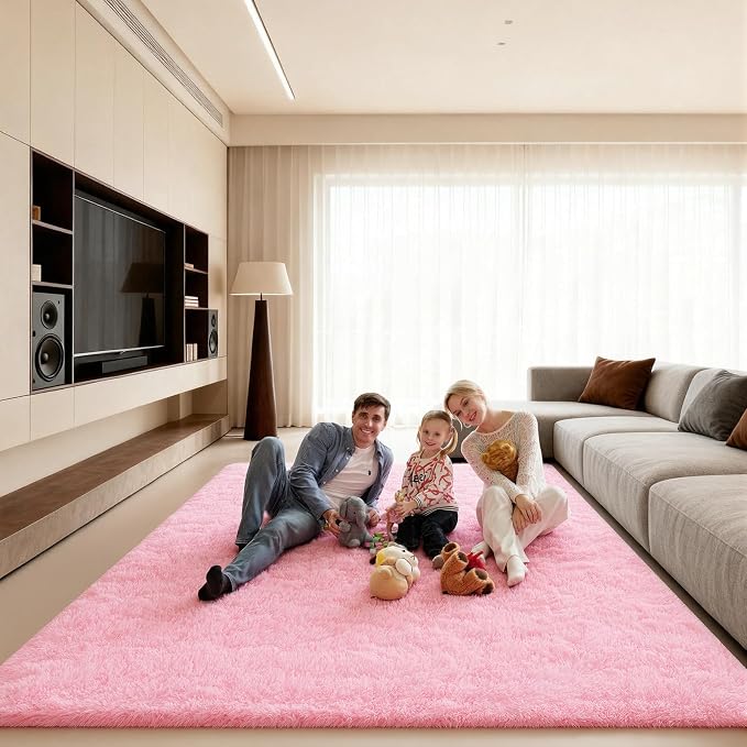 8x10 Area Rugs for Living Room, Large Fluffy Pink Rugs for Bedroom, Fuzzy Shag - Image 6