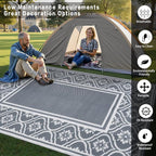 HUGEAR Outdoor Rug 8x10 Patio Waterproof Mat Camping Carpet Outside Area Rug - Image 3