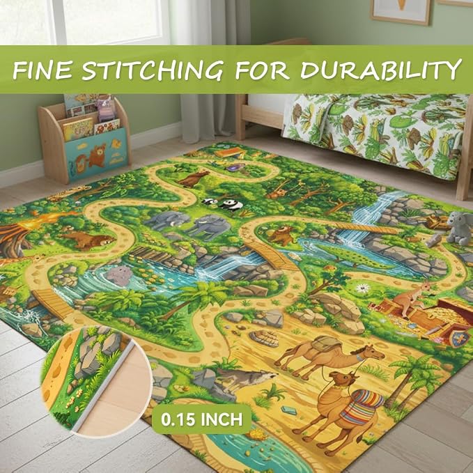 4x6ft Kids Animal Adventure Play Rug - Image 3
