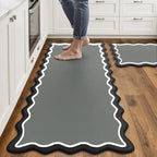 Arenarug Scalloped Black Gray Kitchen Mats Rugs Sets of 2 Cushioned Anti by ArenaRug