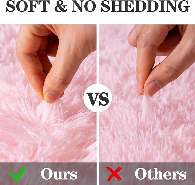 Round Pink Rug for Bedroom, 6 ft Circle Area Rugs for Living Room, Soft Fluffy - Image 5