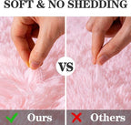 Round Pink Rug for Bedroom, 6 ft Circle Area Rugs for Living Room, Soft Fluffy - Image 5