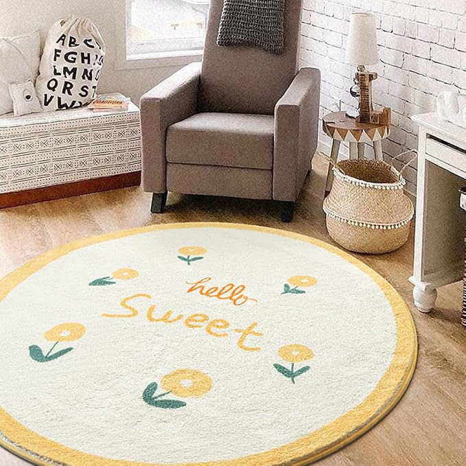 Poowe Round Kids Playroom Rug by Poowe