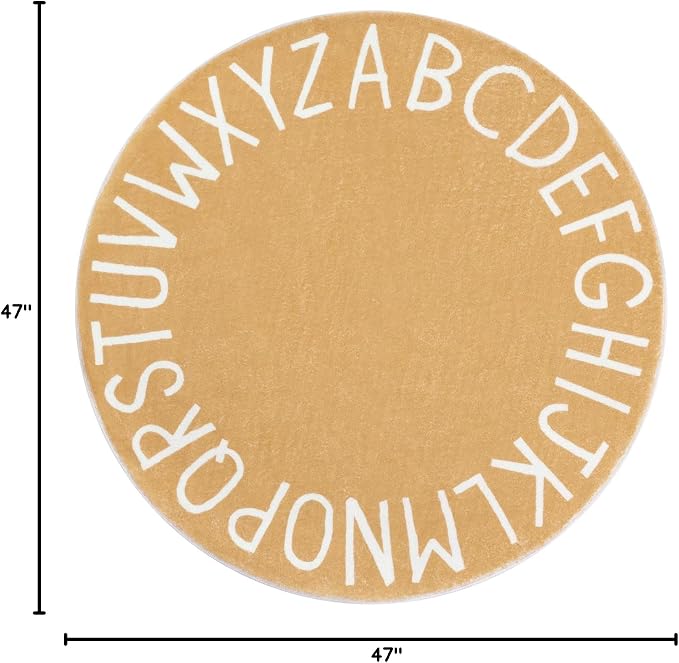 Topotdor Round Kids Play Rug Alphabet Nursery Area Rug Extra Large Soft - Image 3