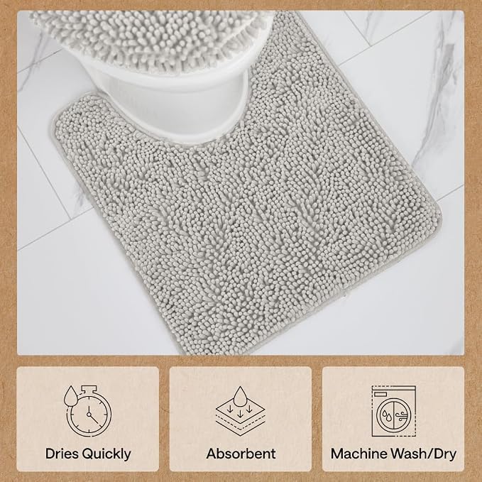 GORILLA GRIP Plush Absorbent Shaggy Chenille Bath Rug Mat - Image 7