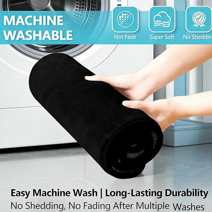 Black Bathroom Rug Set Memory Foam Bath Mats 3 Piece - Image 6
