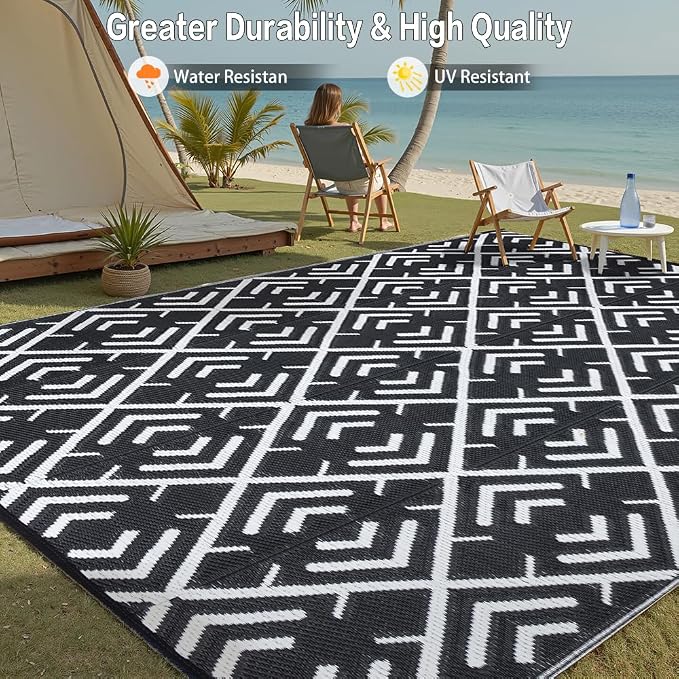 HUGEAR RV Outdoor Rug Waterproof Mat Outdoor Rugs 6'x9' - Image 4