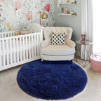 Amdrebio Navy Blue Small Round Rug 3Ft - Image 7