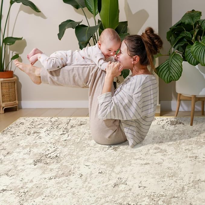 Toneed Abstract Area Rug 5x8 Modern Washable Rug Soft Non Slip Rug Low Pile - Image 4