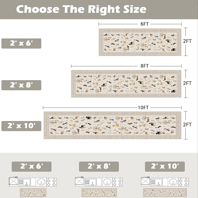 Dog Rug for Hallways Kitchen Rug 2x8, Non Slip Washable Runner Rugs - Image 2