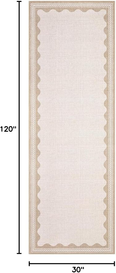 GarveeHome Scalloped Beige 2.5x10 Runner Rug - Image 2