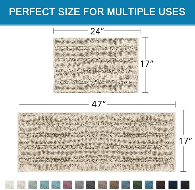H.VERSAILTEX Bathroom Rug Sets 2 Piece Bath Mats Non Slip Thick Soft Chenille - Image 2
