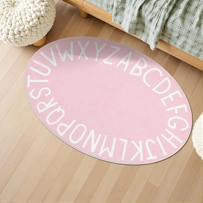 Topotdor Oval Kids Play Rug Alphabet Nursery Area Rug Extra Large Soft Crawling - Image 9