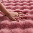 Dusty Rose Rabbit Plush Rug 5'x7', Fluffy Shaggy Area Rug - Image 5