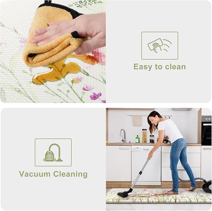 KIMODE Anti Fatigue Kitchen Mat 17.3"x29", Boho Floral Kitchen Floor Mats Non - Image 6