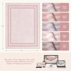 Pink Rugs for Living Room 9x12, Machine Washable Scalloped Area Rugs for - Image 2