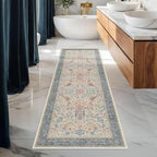 Hazo Haus Natural Red Blue 2'6"x8' Hallway Runner Rug, Boho Kitchen Floor Mat - Image 6