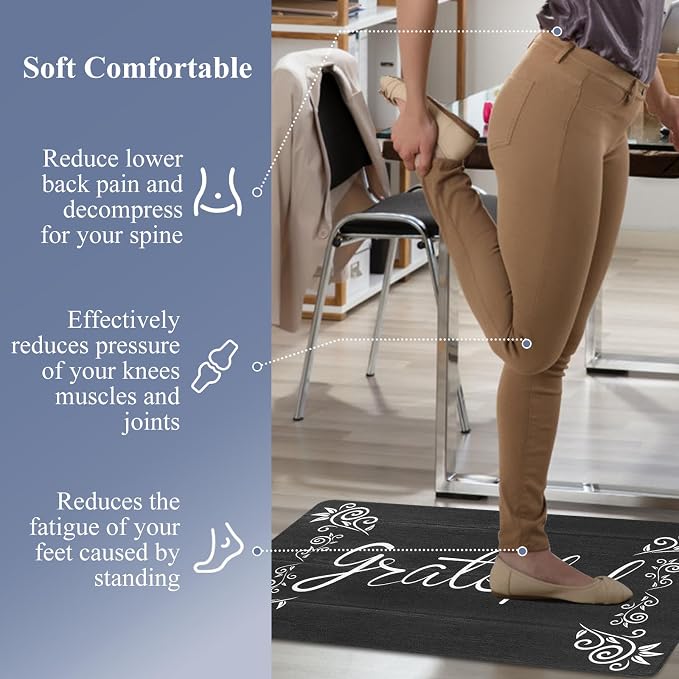HEBE Anti Fatigue Kitchen Mat Set of 2 Non Slip Cushioned Kitchen Mats - Image 5