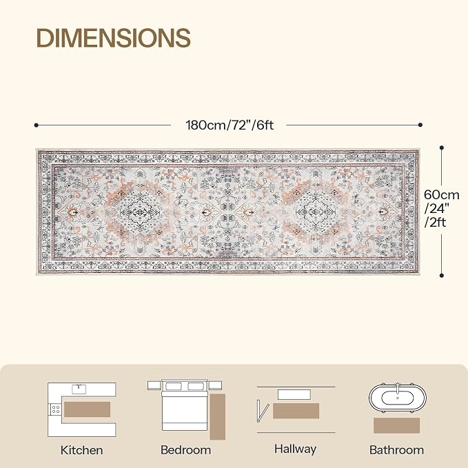 HOOBRO 2 x 6 Runner Rugs Washable, Area Rugs - Image 2