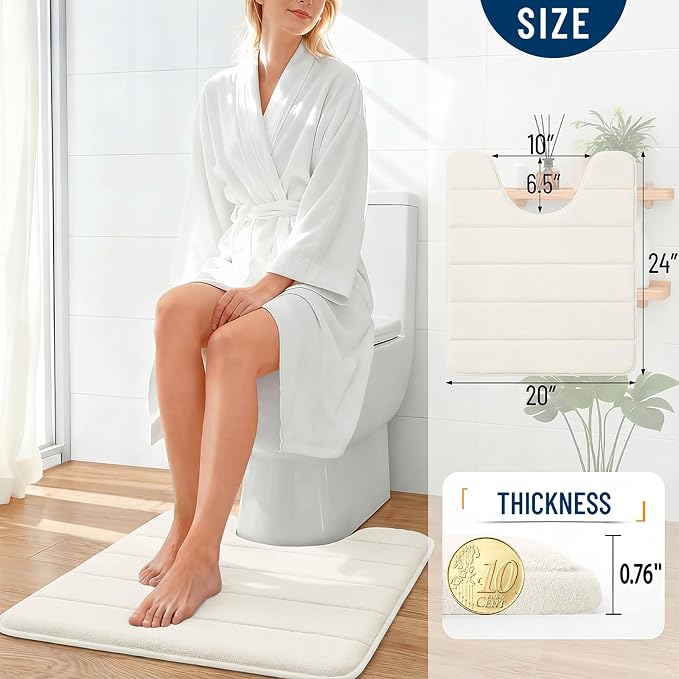 OLANLY Memory Foam Toilet Rugs U Shaped 24x20, Super Soft Absorbent Contour - Image 4