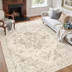 3x5 Area Rugs for Living Room: Vintage Boho Neutral Washable Rug Indoor Soft - Image 3