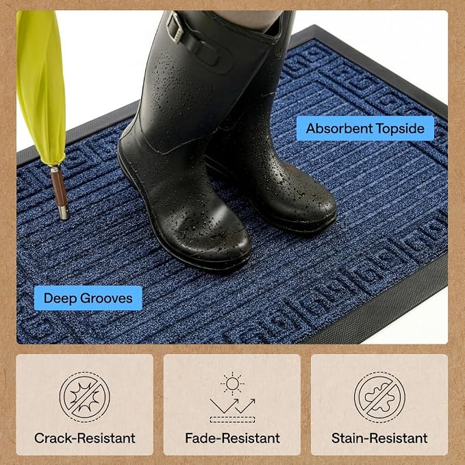 GORILLA GRIP 100% Waterproof All-Season WeatherMAX Doormat, US Designed Natural - Image 5