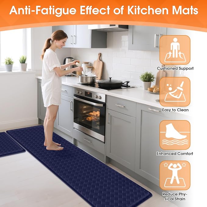 TranquilRelax 2-Piece Anti-Fatigue Kitchen Mats, Cushioned Non-Slip Waterproof - Image 4