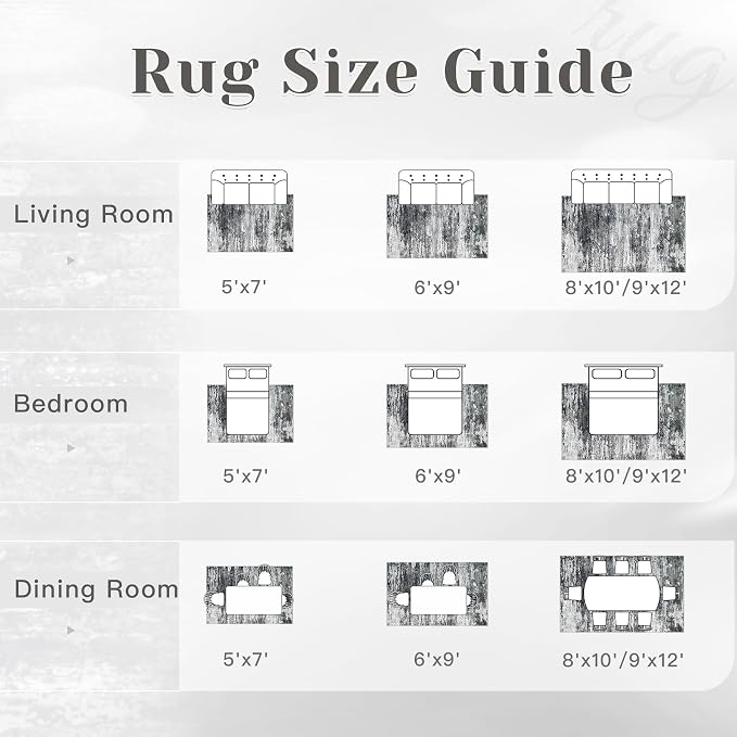 Washable Rug 9x12 Area Rugs for Living Room: Large Neutral Soft Rug Abstract - Image 7
