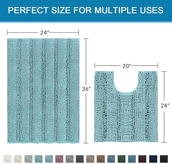 H.VERSAILTEX Bathroom Rugs Bath Rug Set 2 Piece Bathroom Contour Rug Toilet Mat - Image 2