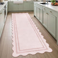 Pink Runner Rug 2.6x8 Kitchen Hallway Scalloped Rugs, Non Skid Stain-Resistant by LORWER