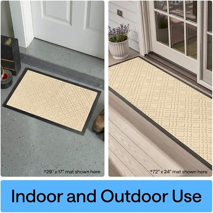 GORILLA GRIP 100% Waterproof All-Season WeatherMAX Doormat, US Designed Natural - Image 9