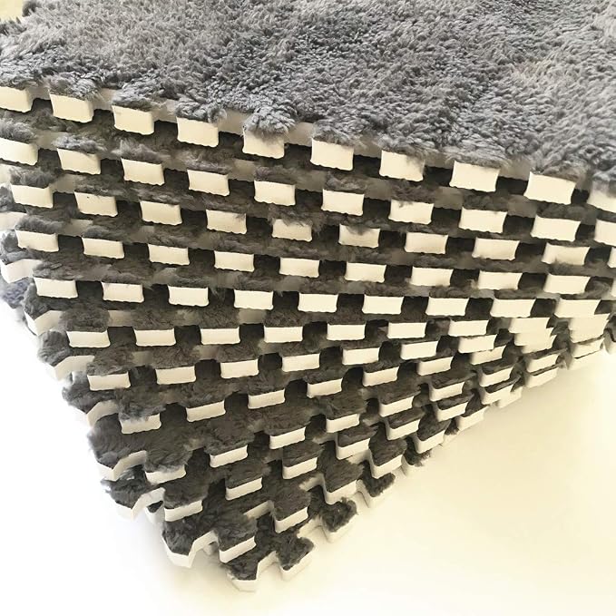 smabee Interlocking Carpet Shaggy Soft EVA Foam Mats Fluffy Area Rugs - Image 4