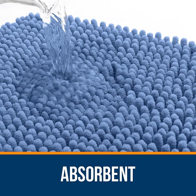 OLANLY Bathroom Runner Rugs 47x24, Soft Absorbent Chenille Bath Rugs, Rubber - Image 4