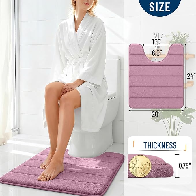 OLANLY Memory Foam Toilet Rugs U Shaped 24x20, Super Soft Absorbent Contour - Image 4