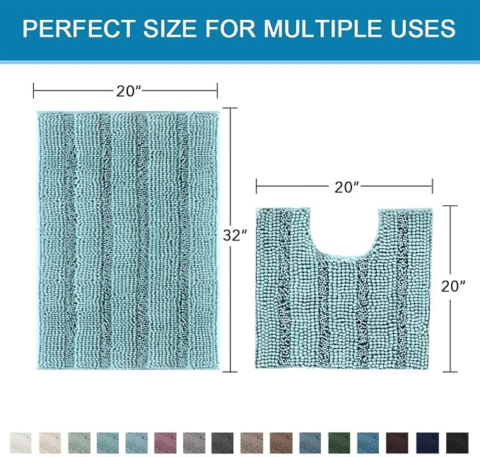 H.VERSAILTEX Bathroom Rugs Set 2 Piece Bathroom Contour Rug Toilet Mat Sets - Image 2