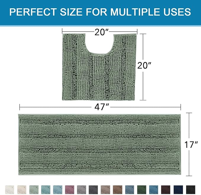 H.VERSAILTEX Bathroom Rugs Bath Rug Set 2 Piece Bathroom Contour Rug Toilet Mat - Image 2