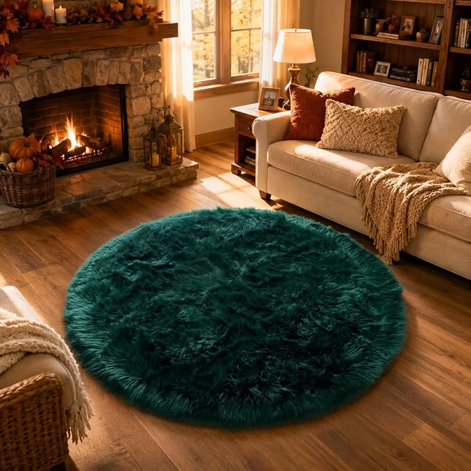 EasyJoy Faux Sheepskin Rug, Fluffy Faux Fur Rug, Ultra Soft Shag Area Rug - Image 5
