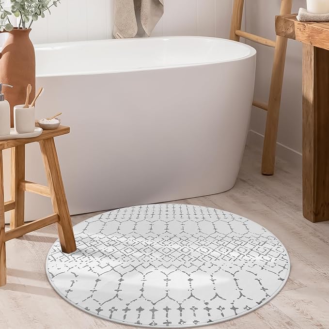 Lahome Moroccan Round Area Rug - 3Ft Round Rug Non-Slip Washable Soft Round - Image 7