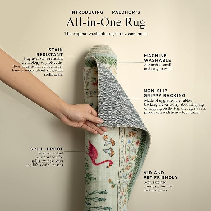 Machine Washable Kitchen Runner Rug: 2'x6' Hallway Rug Non Slip Low Pile Stain - Image 4